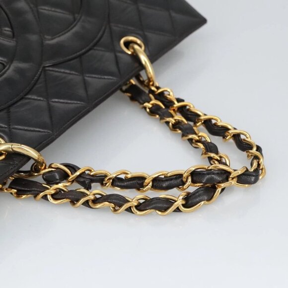 CHANEL Matelasse Chain Hand Bag Lamb Skin Black Gold CC Auth - Picture 8 of 16